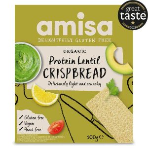 AMISA ORGANIC GLUTEN FREE PROTEIN LENTIL CRISPBREAD 100G