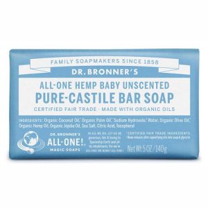 Organic Soap Bar – Baby Unscented 140g (Dr Bronner’s) *Face/Body/Hair