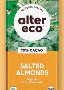 Alter Eco 70% Cacao Dark Chocolate Bar with Salted Almonds, 80g